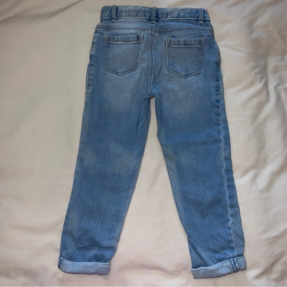 Old Navy Girl’s Light Blue Boyfriend Jeans with‎ Star Detail Size 4T